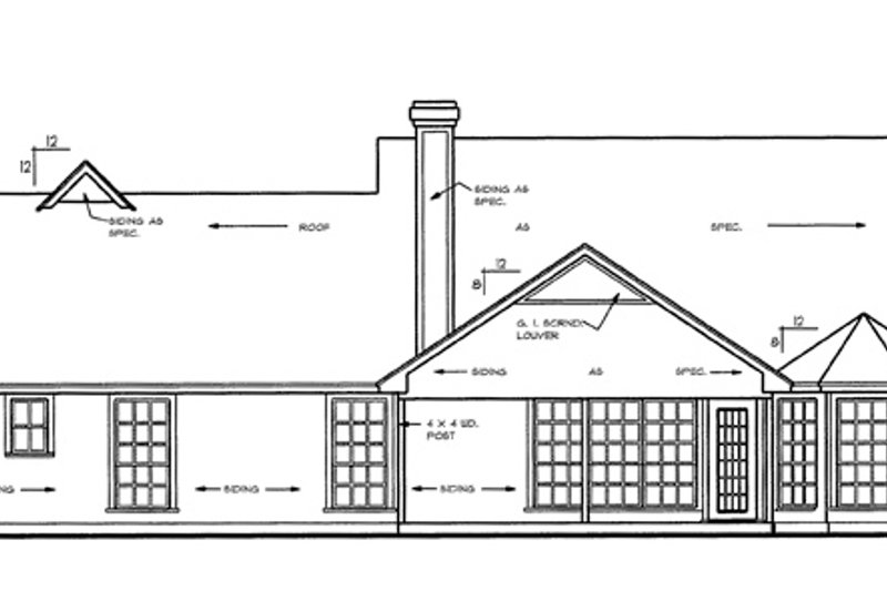 Dream House Plan - Exterior - Rear Elevation for Country House Plan #42-460 - 3 bed, 2 bath