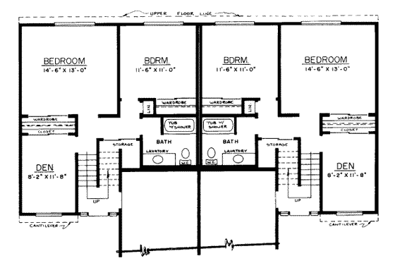 Floor Plan - Upper Floor for Traditional House Plan #303-183 - 3 bed, 2 bath