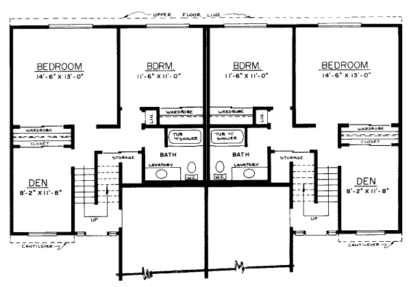 Traditional Floor Plan - Upper Floor Plan #303-183