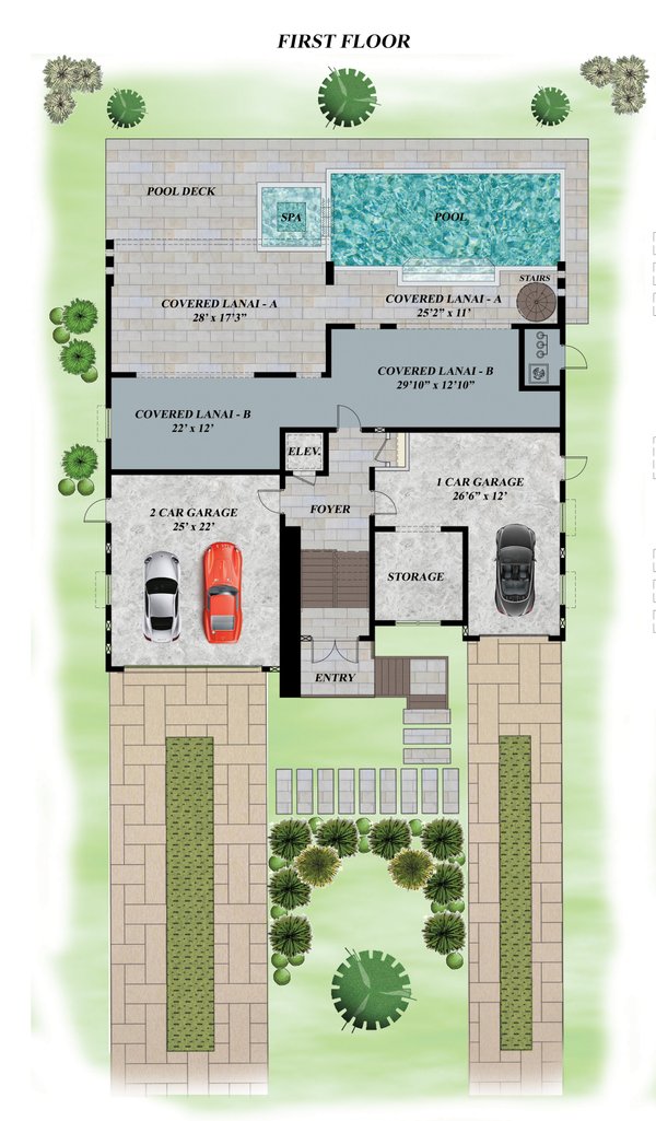 Contemporary Floor Plan - Lower Floor Plan #548-39