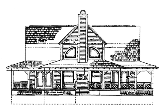Exterior - Rear Elevation for Victorian House Plan #72-1018 - 3 bed, 2 bath