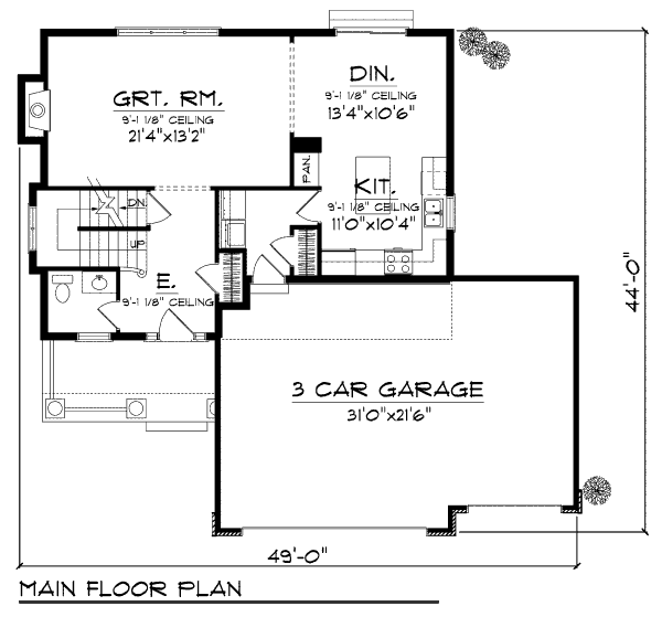 Traditional Floor Plan - Main Floor Plan #70-976