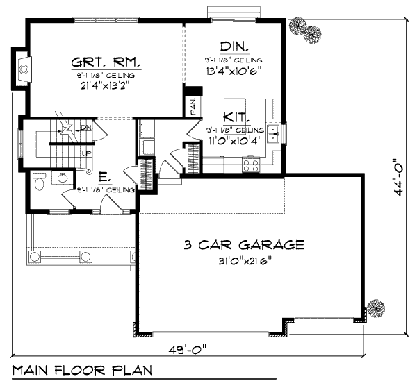 Home Plan - Traditional Floor Plan - Main Floor Plan #70-976