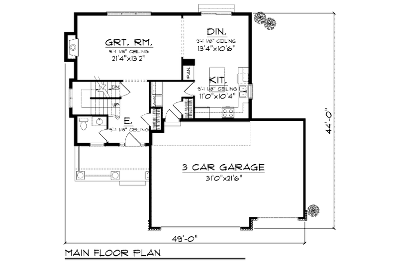 House Plan Design - Floor Plan - Main Floor for Traditional House Plan #70-976 - 4 bed, 2.5 bath