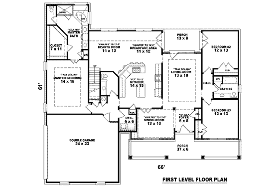 Floor Plan - Main Floor for Southern House Plan #81-1153 - 3 bed, 2.5 bath