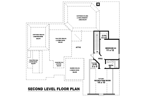 Floor Plan - Upper Floor for European House Plan #81-1537 - 4 bed, 3 bath