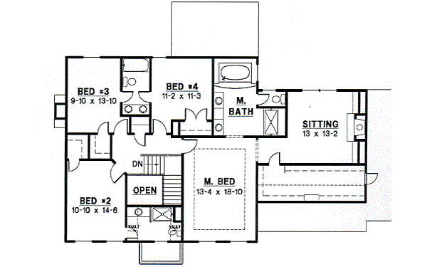 Colonial Floor Plan - Upper Floor Plan #67-552