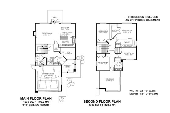 Floor Plan - Main Floor for Prairie House Plan #1100-104 - 4 bed, 2.5 bath