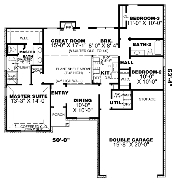 House Design - Traditional Floor Plan - Main Floor Plan #34-103