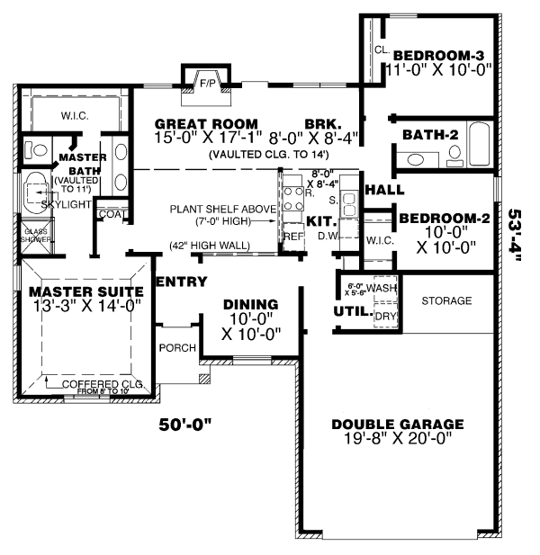 House Blueprint - Traditional Floor Plan - Main Floor Plan #34-103