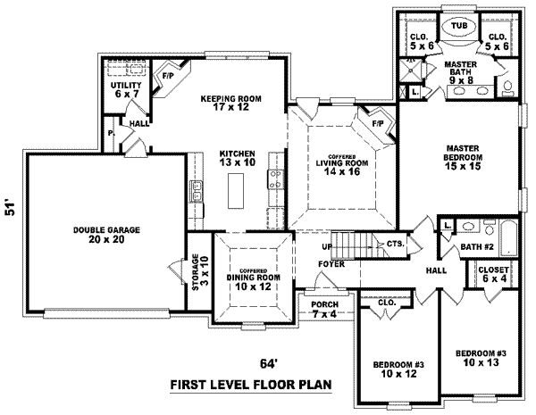 Traditional Floor Plan - Main Floor Plan #81-957