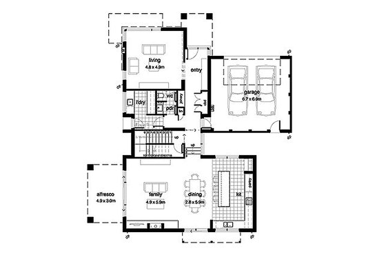 Floor Plan - Main Floor for Modern House Plan #496-17 - 4 bed, 2.5 bath