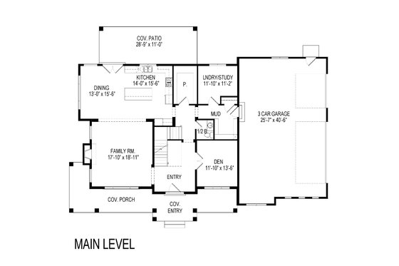 Floor Plan - Main Floor for Craftsman House Plan #920-8 - 5 bed, 4.5 bath