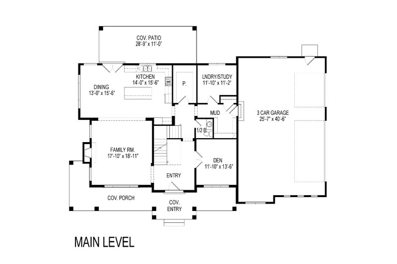 Architectural House Design - Floor Plan - Main Floor for Craftsman House Plan #920-8 - 5 bed, 4.5 bath