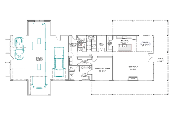 Floor Plan - Main Floor for Barndominium House Plan #1116-13 - 4 bed, 2.5 bath