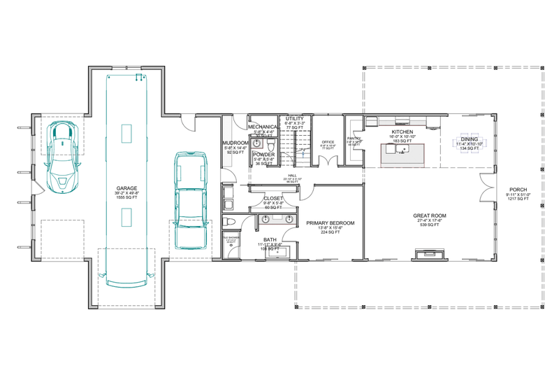 Architectural House Design - Floor Plan - Main Floor for Barndominium House Plan #1116-13 - 4 bed, 2.5 bath