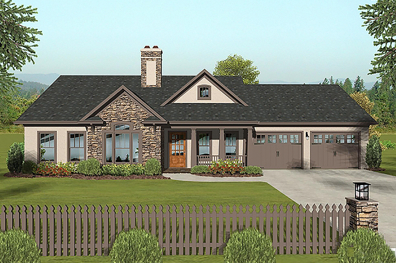 Craftsman Style House Plan - 3 Beds 2 Baths 1399 Sq/Ft Plan #56-618