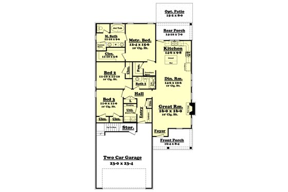 Floor Plan - Main Floor for Country House Plan #430-97 - 3 bed, 2 bath