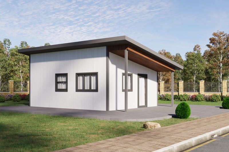 House Blueprint - Exterior - Front Elevation 4 for Modern House Plan #1106-69, 1 bath