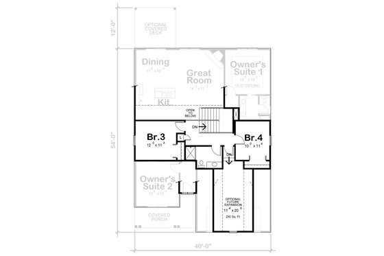 Floor Plan - Upper Floor for Farmhouse House Plan #20-2398 - 4 bed, 3.5 bath