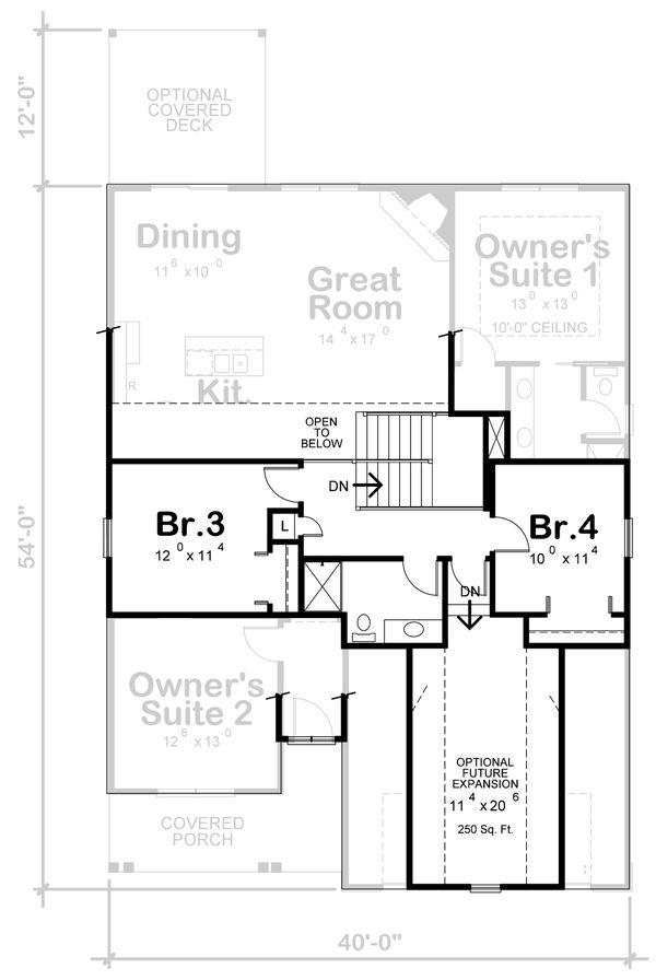 House Blueprint - Farmhouse Floor Plan - Upper Floor Plan #20-2398