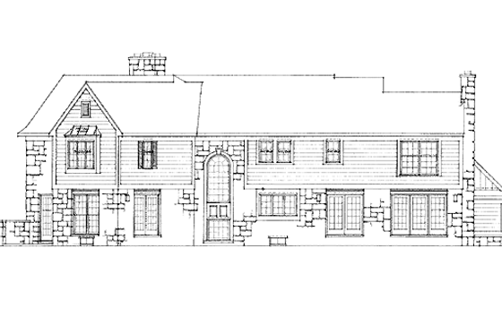 Exterior - Rear Elevation for European House Plan #72-386 - 4 bed, 3.5 bath