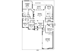 Floor Plan - Main Floor for European House Plan #84-600 - 4 bed, 3 bath