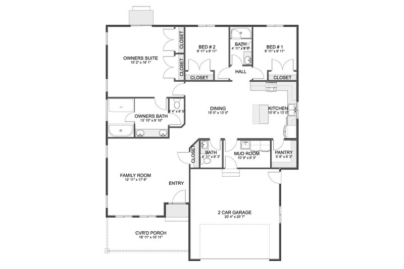Dream House Plan - Floor Plan - Main Floor for Farmhouse House Plan #1060-415 - 3 bed, 2.5 bath