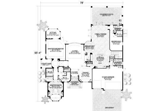 Floor Plan - Main Floor for Mediterranean House Plan #420-293 - 5 bed, 4.5 bath