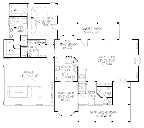 Farmhouse Floor Plan - Main Floor Plan #11-205