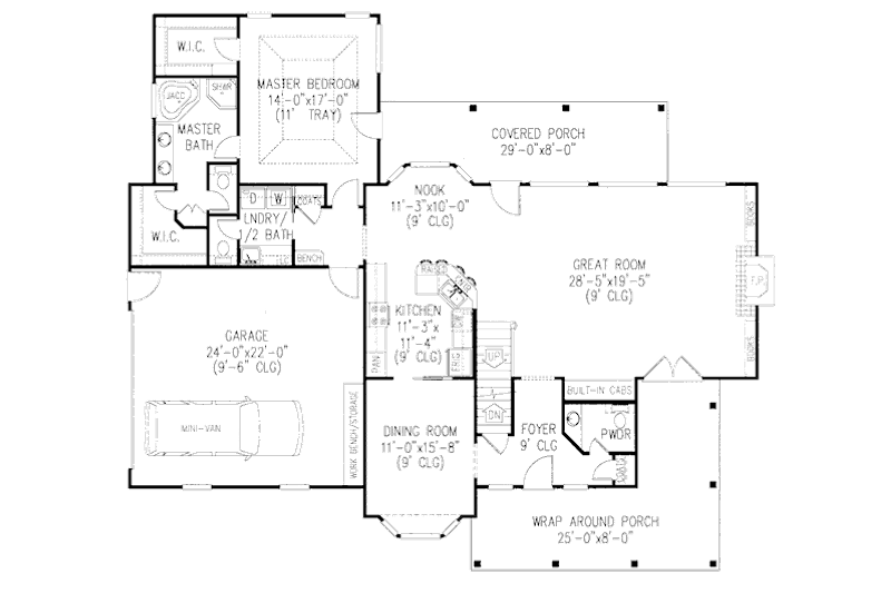 Architectural House Design - Floor Plan - Main Floor for Farmhouse House Plan #11-205 - 4 bed, 5 bath