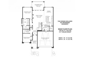 Floor Plan - Main Floor for Modern House Plan #1100-1 - 2 bed, 2 bath