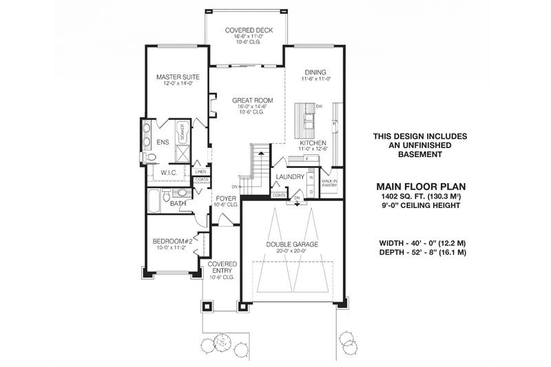 Architectural House Design - Floor Plan - Main Floor for Modern House Plan #1100-1 - 2 bed, 2 bath
