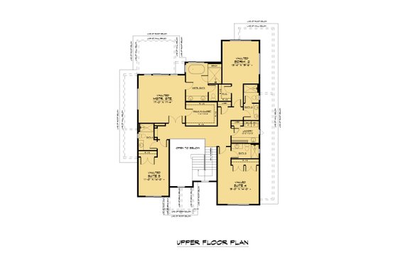 Floor Plan - Upper Floor for Modern House Plan #1066-189 - 5 bed, 5.5 bath