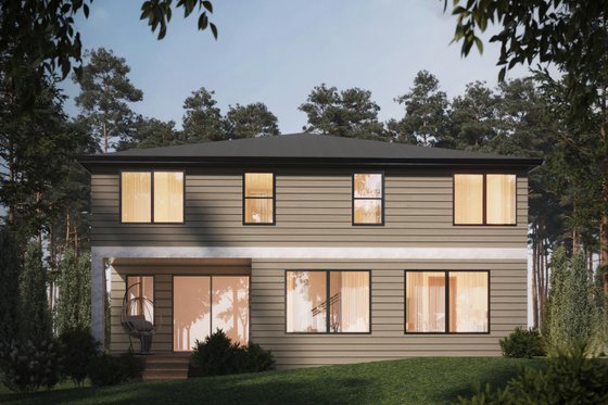 Exterior - Rear Elevation for Modern House Plan #1066-321 - 4 bed, 3.5 bath
