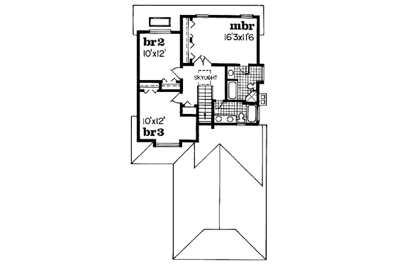 Floor Plan - Upper Floor for Traditional House Plan #47-408 - 3 bed, 2.5 bath