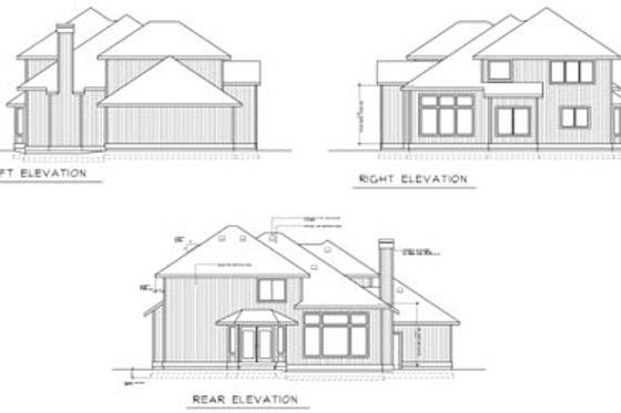 Exterior - Rear Elevation for Traditional House Plan #100-429 - 3 bed, 2.5 bath
