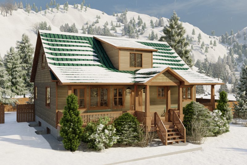 Home Plan - Exterior - Covered Porch for Cabin House Plan #1060-24 - 3 bed, 2.5 bath