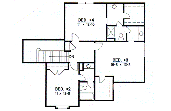 Traditional Floor Plan - Upper Floor Plan #67-425