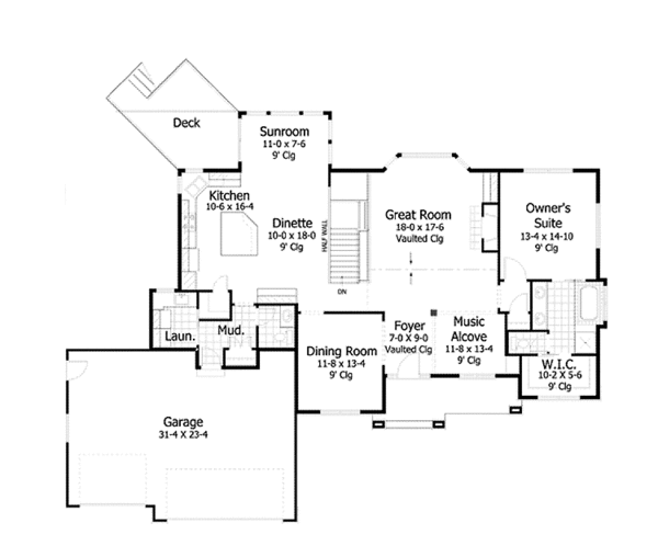 House Plan Design - European Floor Plan - Main Floor Plan #51-1057