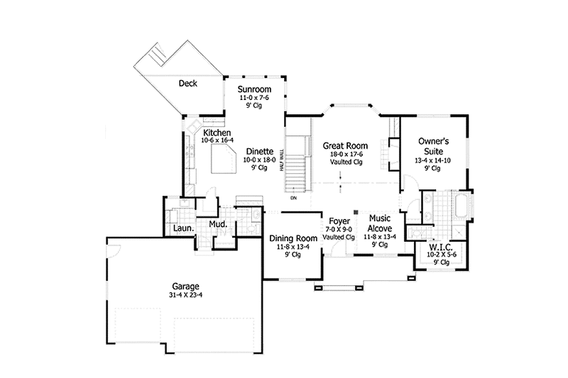 Dream House Plan - Floor Plan - Main Floor for European House Plan #51-1057 - 3 bed, 2.5 bath