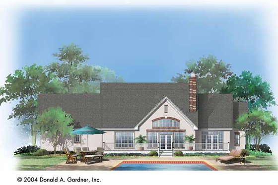Exterior - Rear Elevation for Country House Plan #929-722 - 4 bed, 3 bath