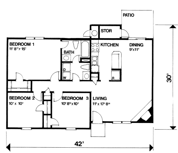 House Design - Ranch Floor Plan - Main Floor Plan #30-109