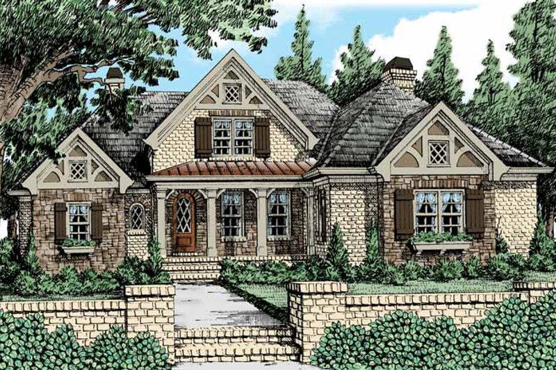 Dream House Plan - Tudor Exterior - Front Elevation Plan #927-431