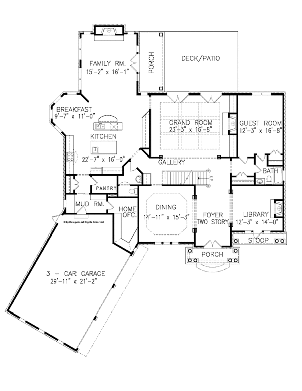 House Blueprint - Traditional Floor Plan - Main Floor Plan #54-322