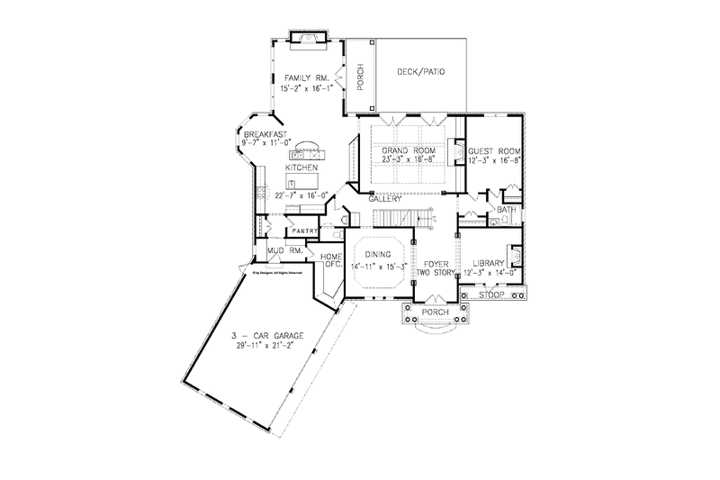 Dream House Plan - Floor Plan - Main Floor for Traditional House Plan #54-322 - 5 bed, 4.5 bath