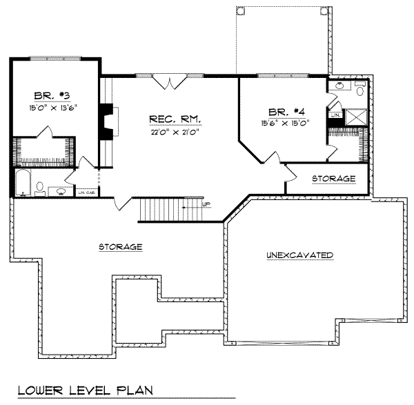 Home Plan - Traditional Floor Plan - Lower Floor Plan #70-343