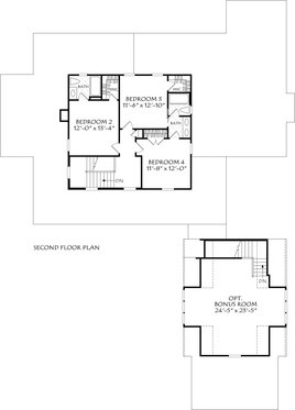 Floor Plan - Upper Floor for Farmhouse House Plan #927-1021 - 4 bed, 3.5 bath