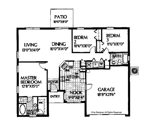 House Plan Design - Mediterranean Floor Plan - Main Floor Plan #999-12