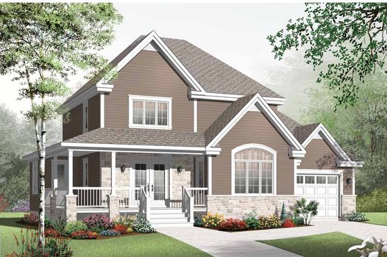 Exterior - Front Elevation 3 for Country House Plan #23-2555 - 3 bed, 2 bath